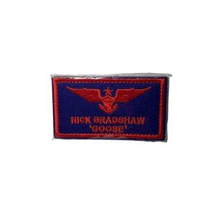 2 Hook & Loop Patches Embroidered NICK BRADSHAW "GOOSE" Red Blue 3.5" X 2" New